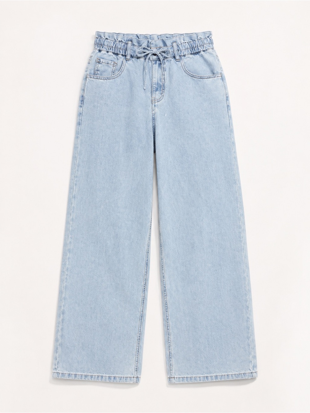 Pink Lily Light Wash Paperbag Waist Wide Leg Jeans Size 30 NWOT